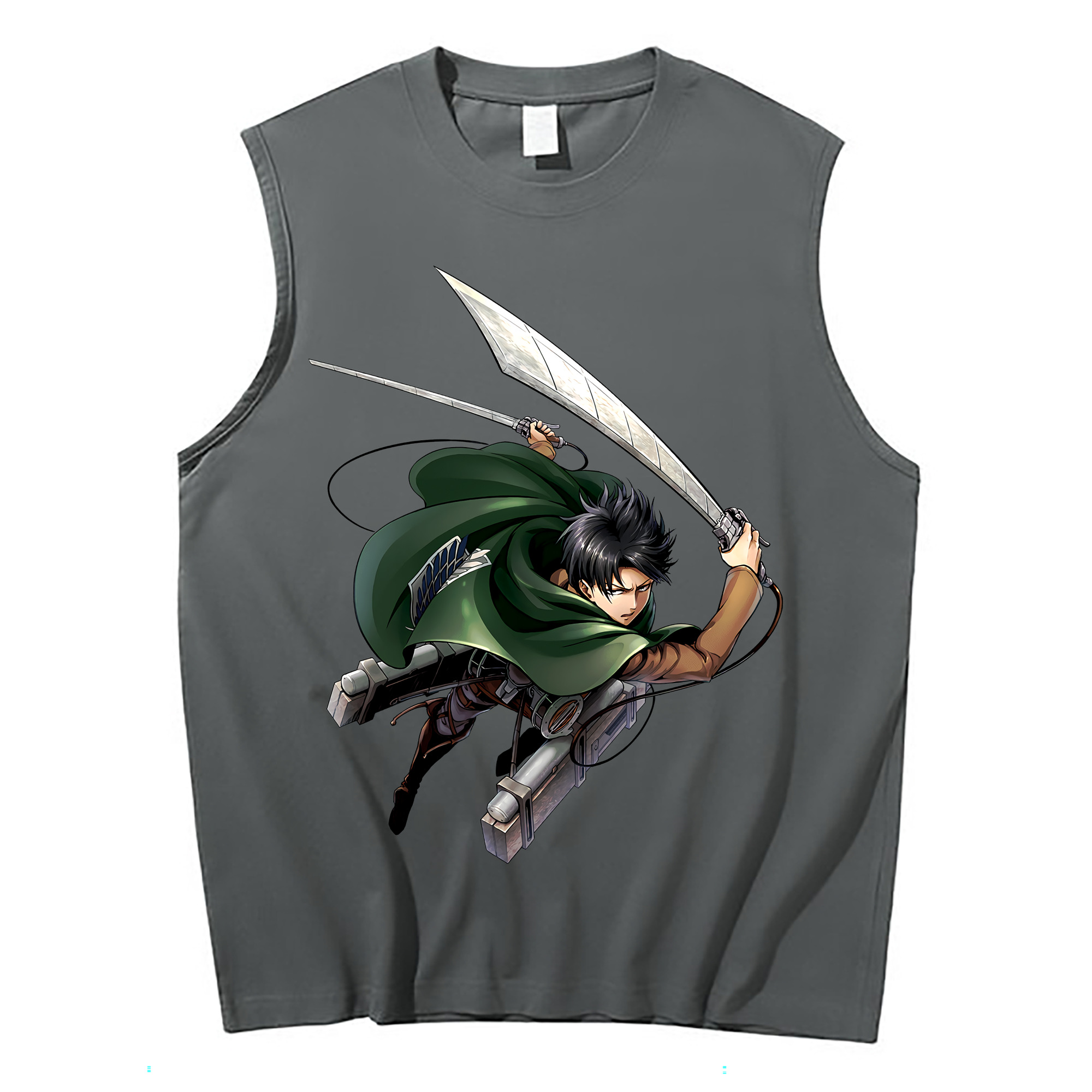 （画像用） 進撃の巨人 リヴァイ·アッカーマン Attack on Titan Levi Ackerman コットン100％タンクトップ（フロントプリント）